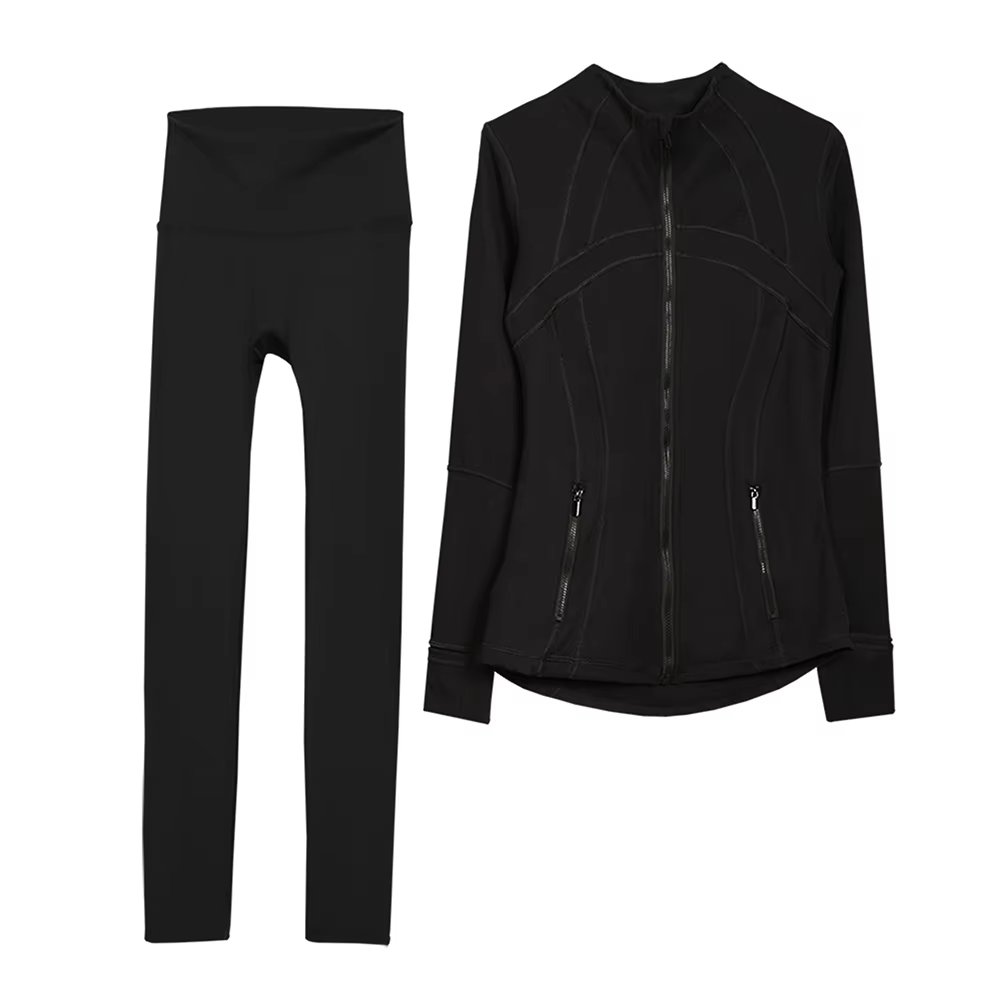 lulu yoga suit jacket & leggings 2-piece running fitness sportswear