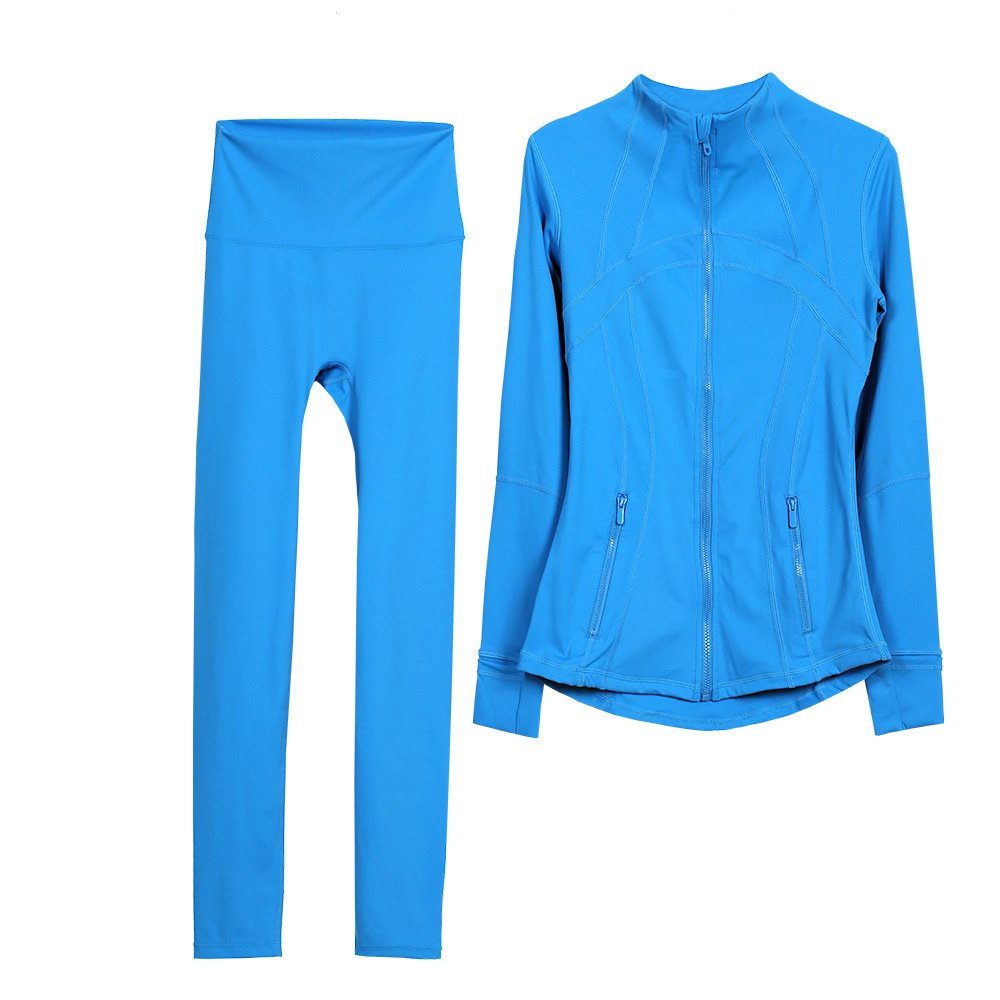 lulu yoga suit jacket & leggings 2-piece running fitness sportswear
