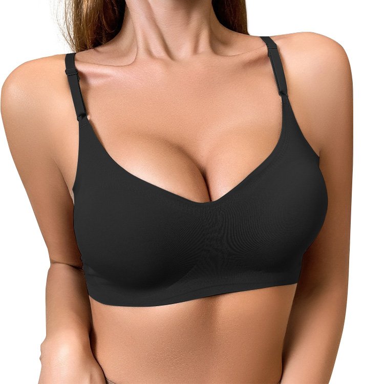 Hot Sale Four Size V Neck Comfy Seamless Wire Free Sexy Lingerie Women Removable Breathable padded Camisole Bra Set For Women
