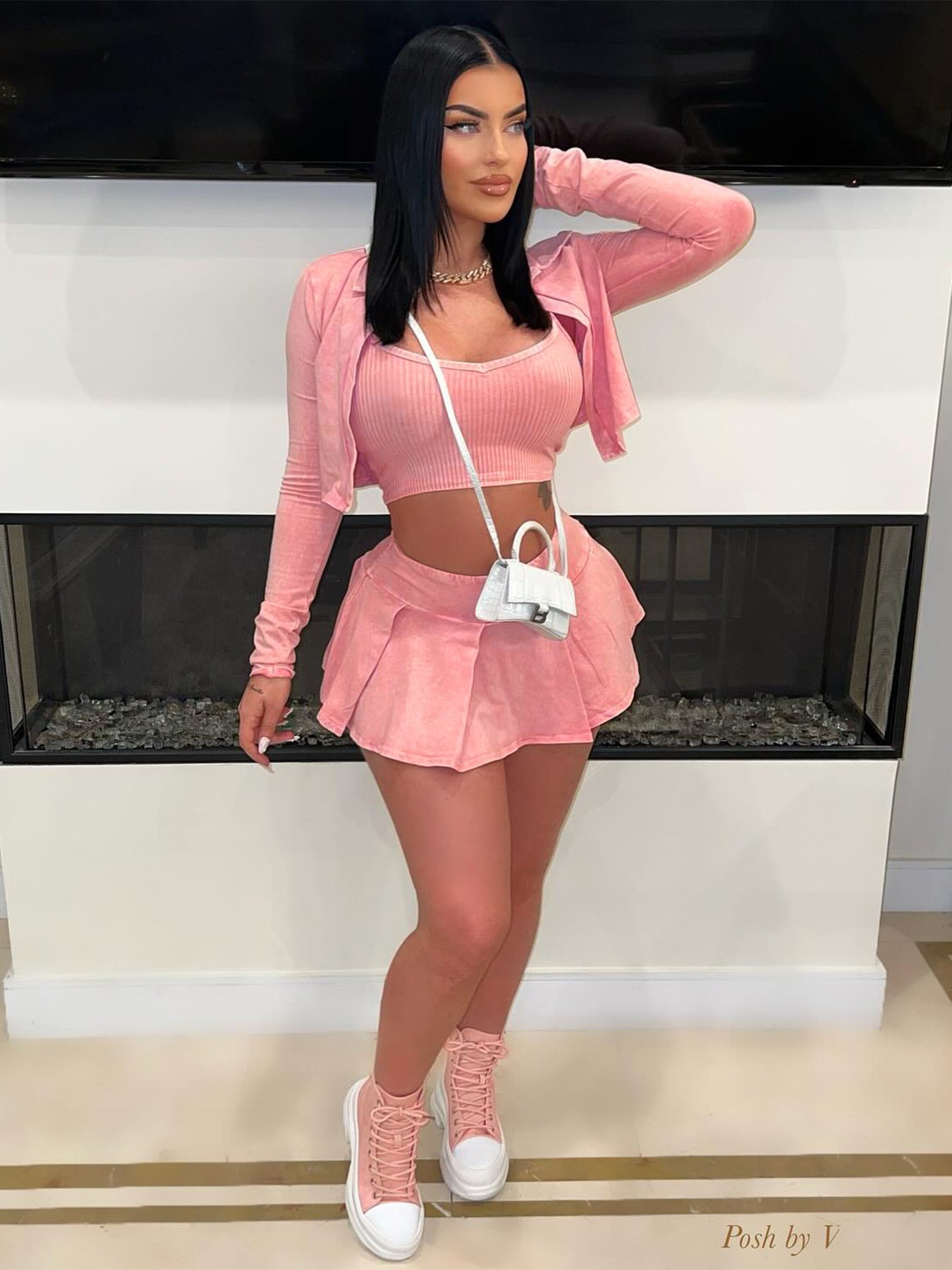 Latest design High Quality Cotton Women's Sets Short Jacket Crop Top Pleated Skirt Set Summer 3 Piece Skirt Set