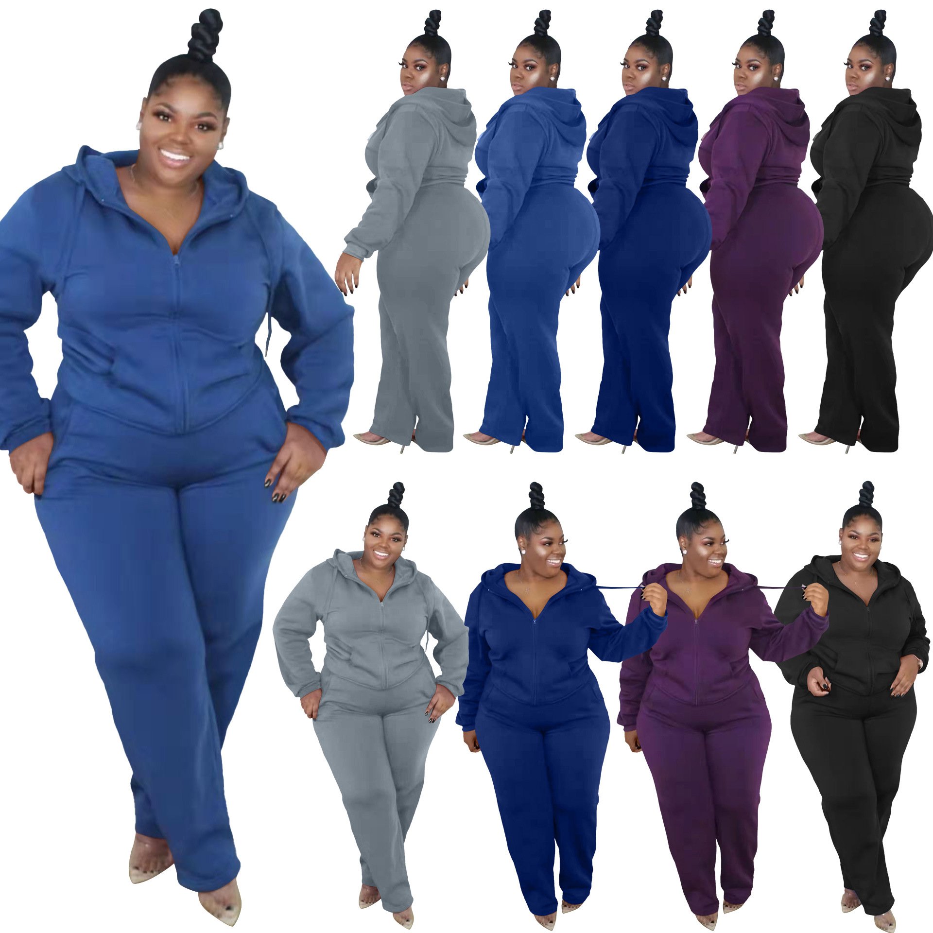 XL-5XL 2023 New Arrivals Plus Size Women's Clothing Jogging Sweatpants Suit Hoodie Women Sweatsuit Set Tracksuit Jogger Set