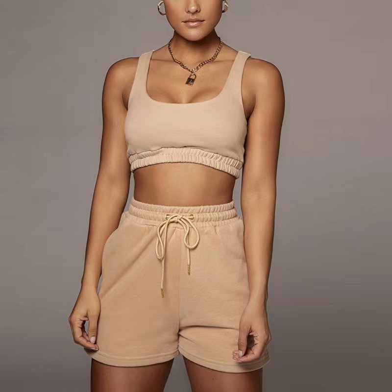 Hot Selling New Fashion Two Piece Sets Sleeveless Top Custom logo Fitness Women Plus Size Women's Sets