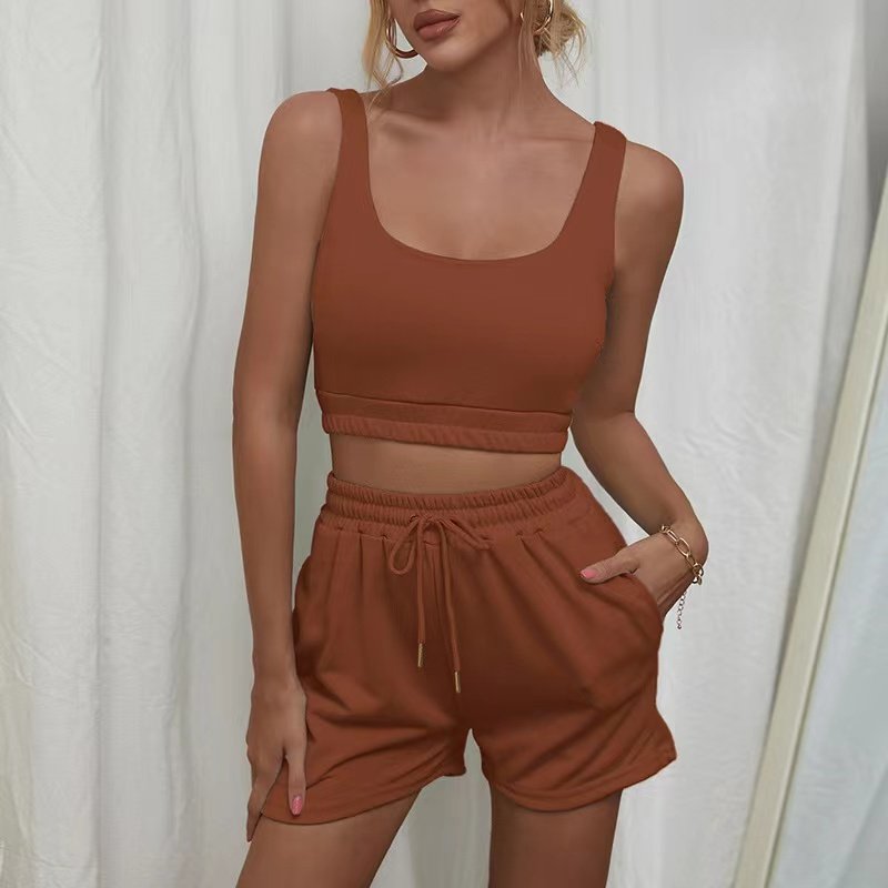 Hot Selling New Fashion Two Piece Sets Sleeveless Top Custom logo Fitness Women Plus Size Women's Sets
