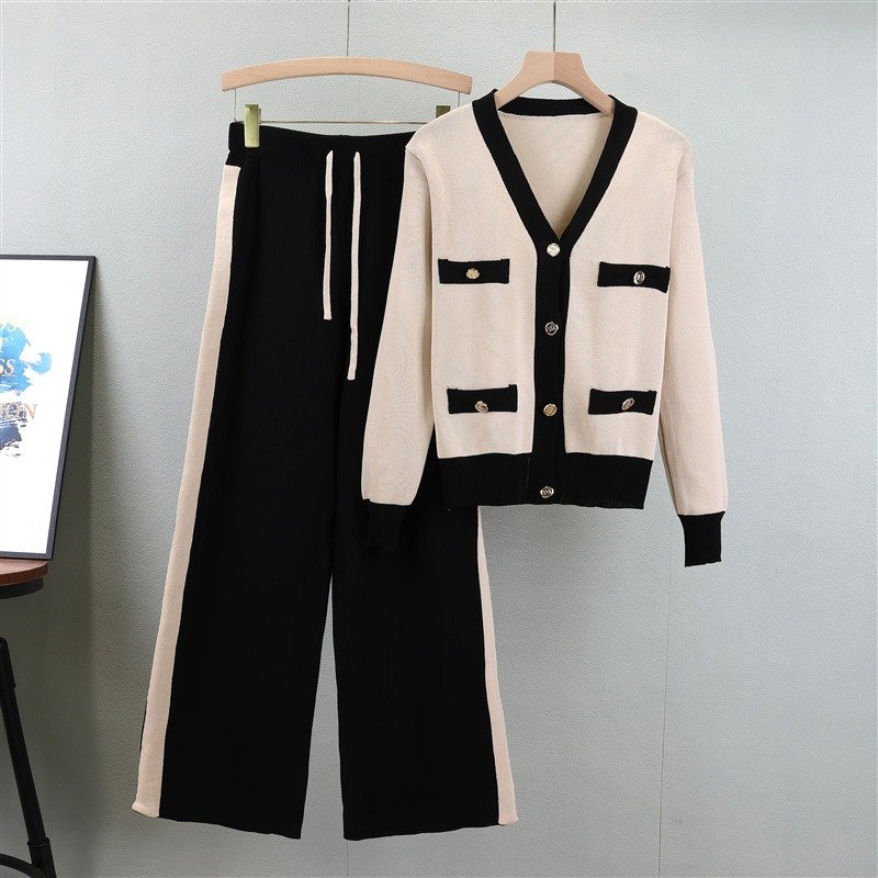 Fashion Elegant Ladies Clothes Long Sleeve Knitted Sets Women Sweater Tops + Pants Two Piece Set Women Clothing