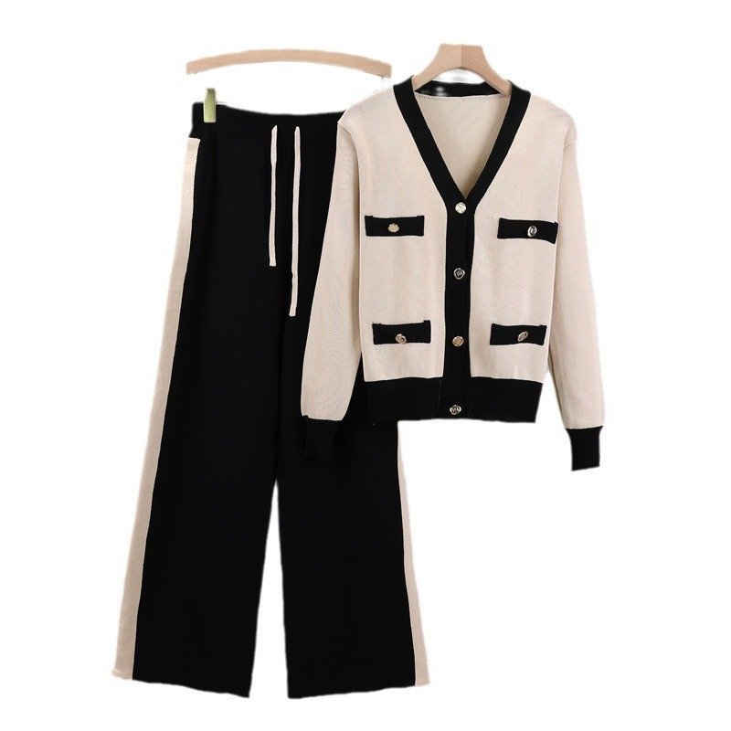 Fashion Elegant Ladies Clothes Long Sleeve Knitted Sets Women Sweater Tops + Pants Two Piece Set Women Clothing