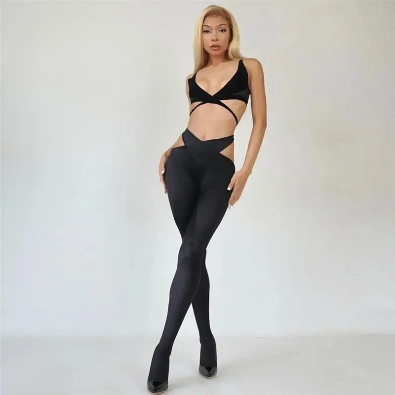 workout clothing 2023 sweatsuit sets women new sexy crop top stitching high waist tight trousers casual sports suit