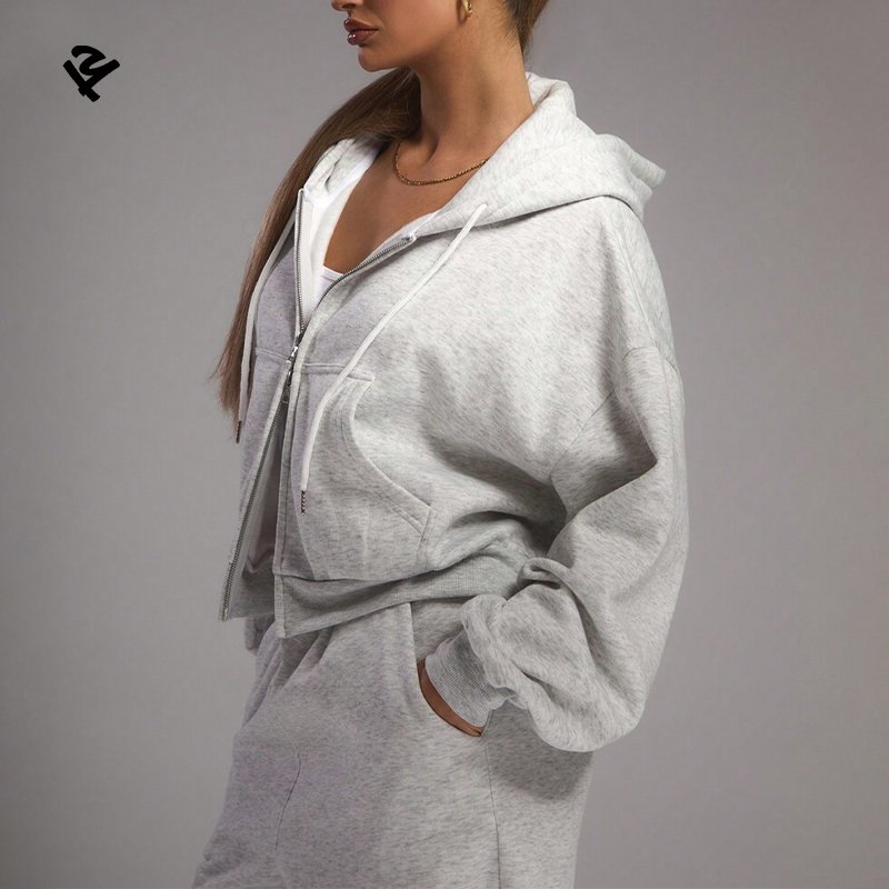 F240297 Custom Streetwear Women's Sets Zip Up Hoodies Sweatpants Two Pieces Women Clothing Workout Sets For Women Tracksuit Set