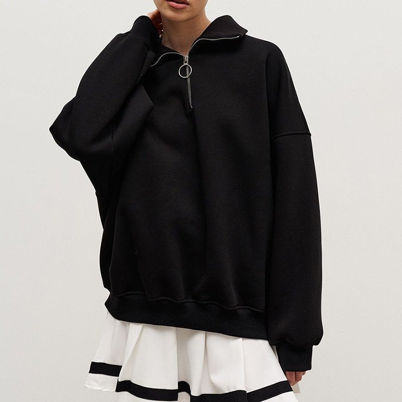 high collar half zip unisex custom crew neck men's hooded sets and sweatshirt set long sleeves soft sublimation sweatshirt