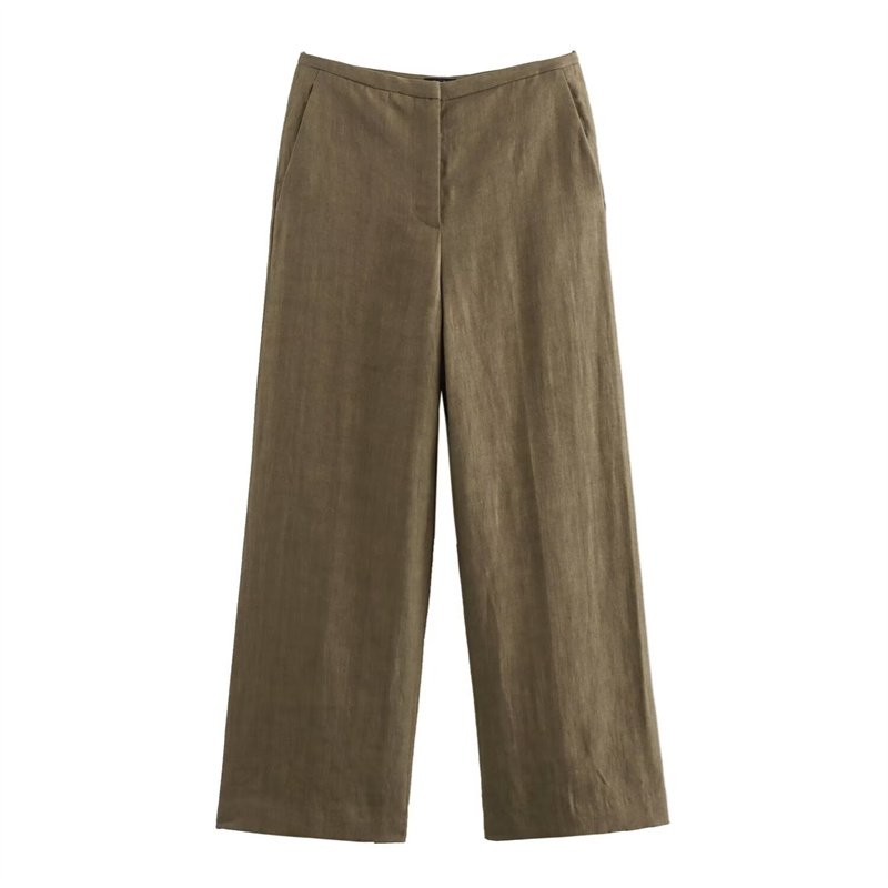 TAOP&ZA women's clothing 2024 early autumn new fashion solid color high waist wide leg trousers 6010854 5013854