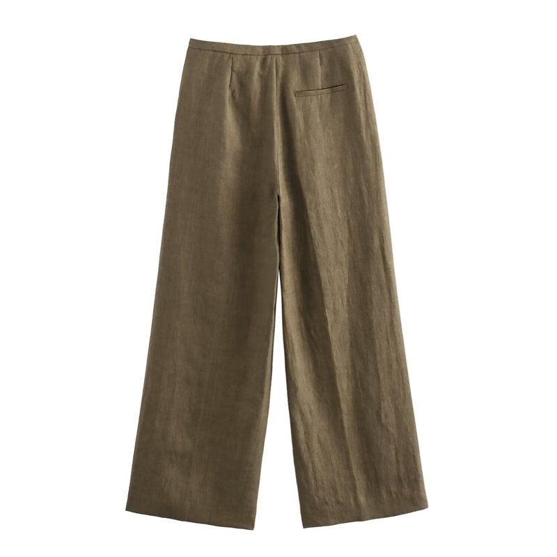 TAOP&ZA women's clothing 2024 early autumn new fashion solid color high waist wide leg trousers 6010854 5013854
