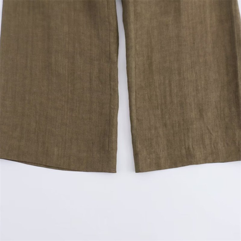 TAOP&ZA women's clothing 2024 early autumn new fashion solid color high waist wide leg trousers 6010854 5013854