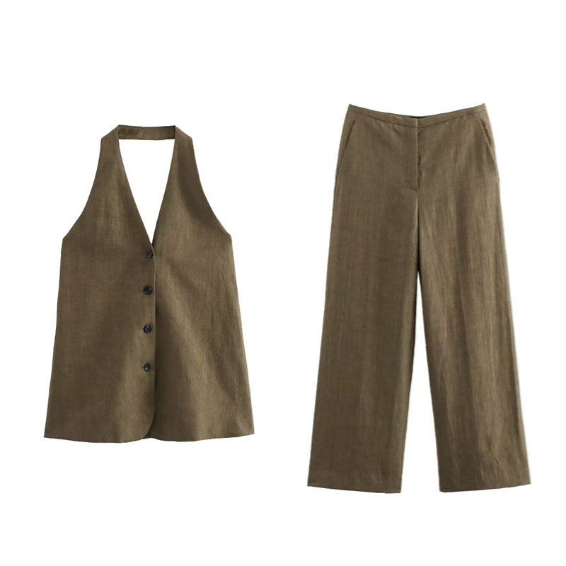 TAOP&ZA women's clothing 2024 early autumn new fashion solid color high waist wide leg trousers 6010854 5013854