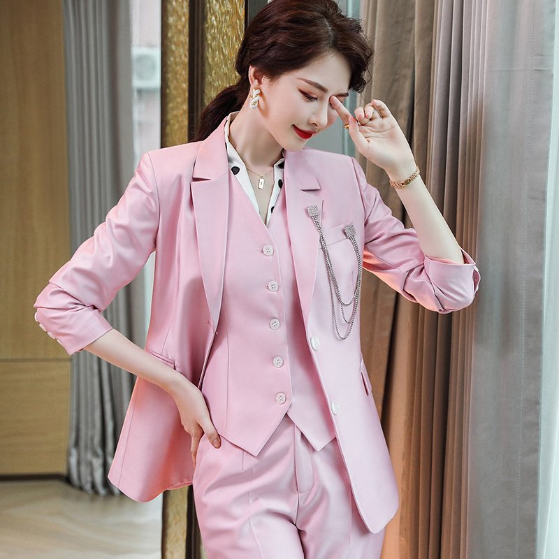 Women's Vest Business Professional Women's Top Office Official Work Clothes Coat Pants Top Three Piece Suit