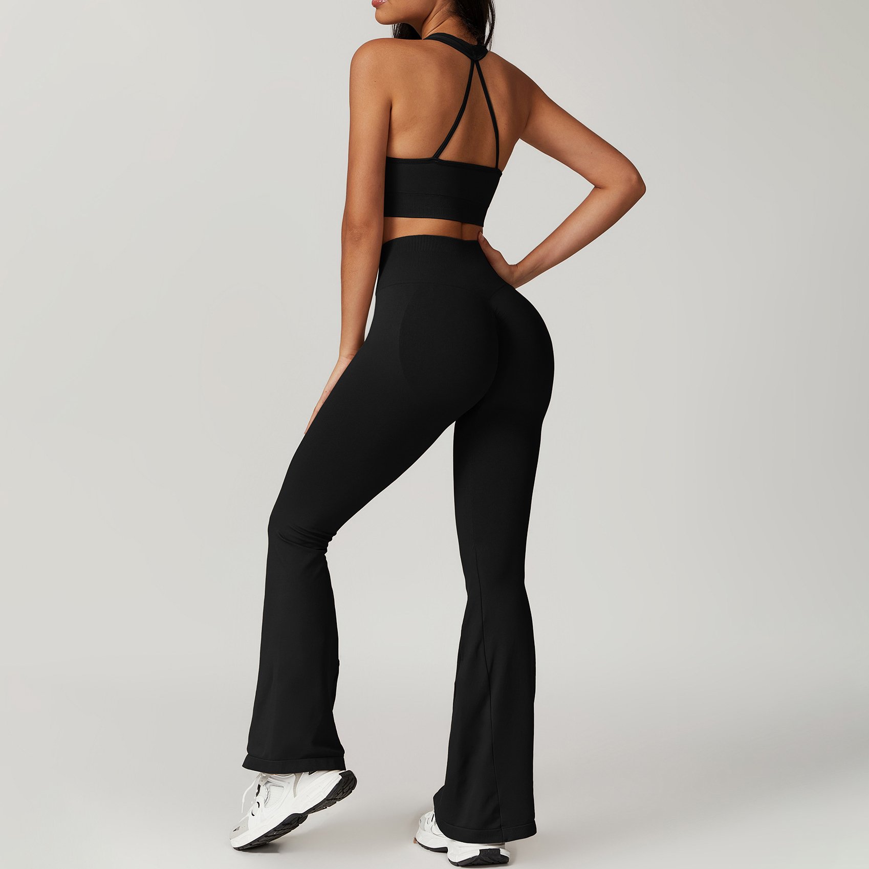 YIYI Lulu Ribbed Soft Fabrics Gym Fitness Set High Stretchy Comfortable Leggings Sets For Women Quick Dry Women 4 Piece Yoga Set