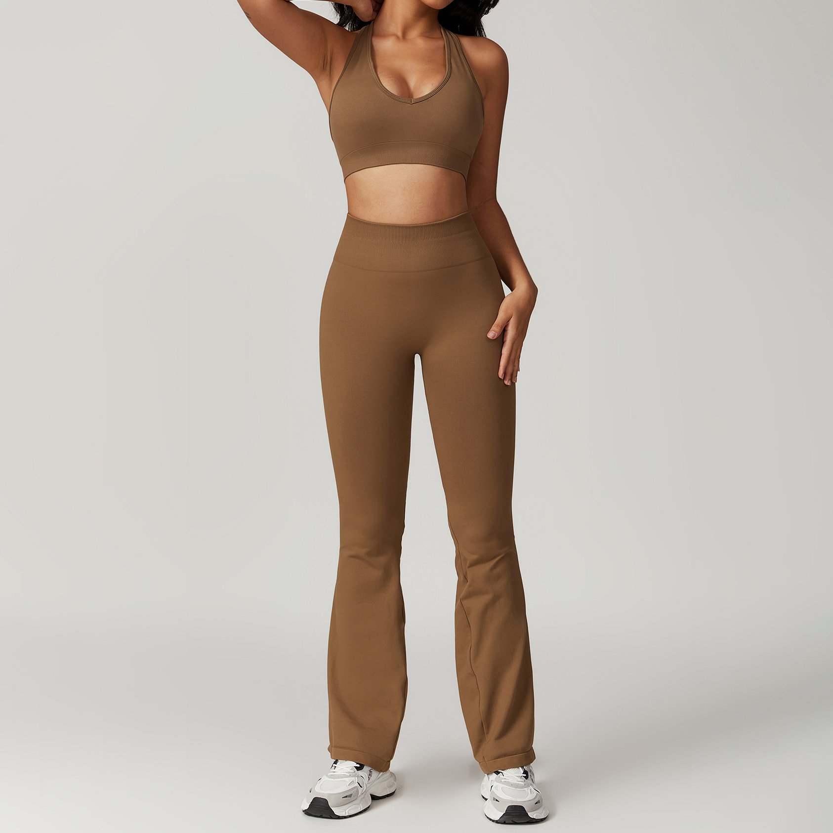 YIYI Lulu Ribbed Soft Fabrics Gym Fitness Set High Stretchy Comfortable Leggings Sets For Women Quick Dry Women 4 Piece Yoga Set