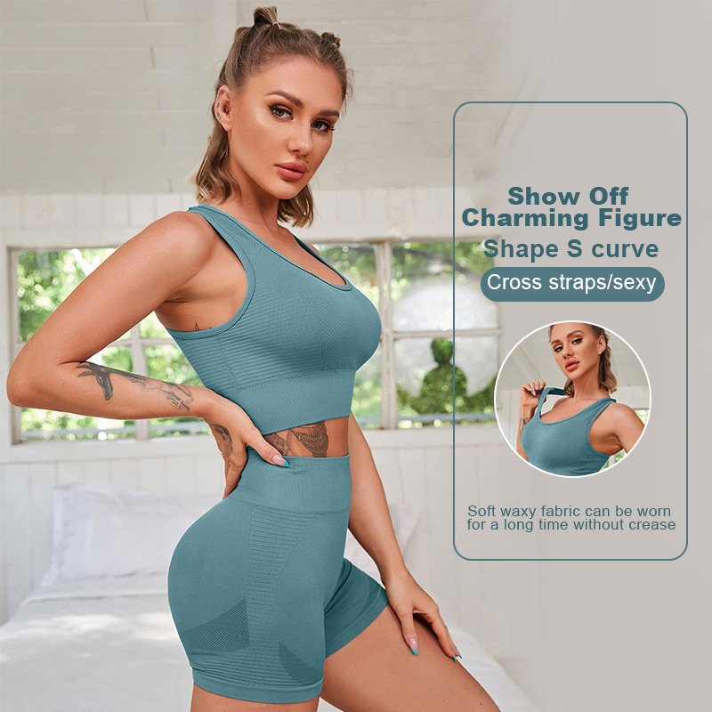 Women's Gym Clothes Lulu Tight Leggings Yoga Pants Yoga Shorts Set Nude Back Sports Bra Sets Sportswear