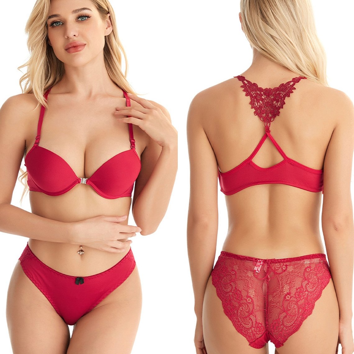 sexy glossy beauty back gathered women's underwear bra brief sets bra and panty set