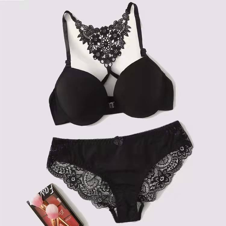 sexy glossy beauty back gathered women's underwear bra brief sets bra and panty set