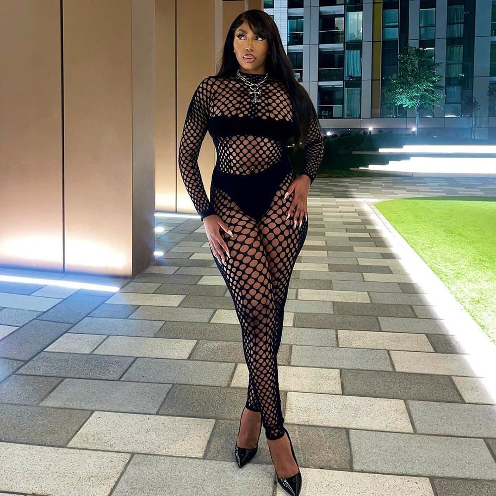 Sexy See Through Two Piece Set Women Outfits Mesh Party Club Women's Sets Mesh Top and Pant 2 Piece Sets