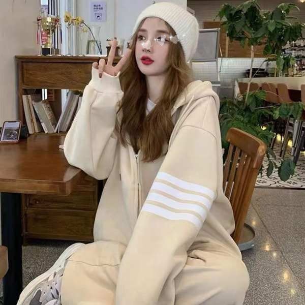 Fashion Running Leisure Two Piece Sweater Hooded Wholesale Women's Simple Style Zip Top 2 Piece Set Women Jogger Tracksuit