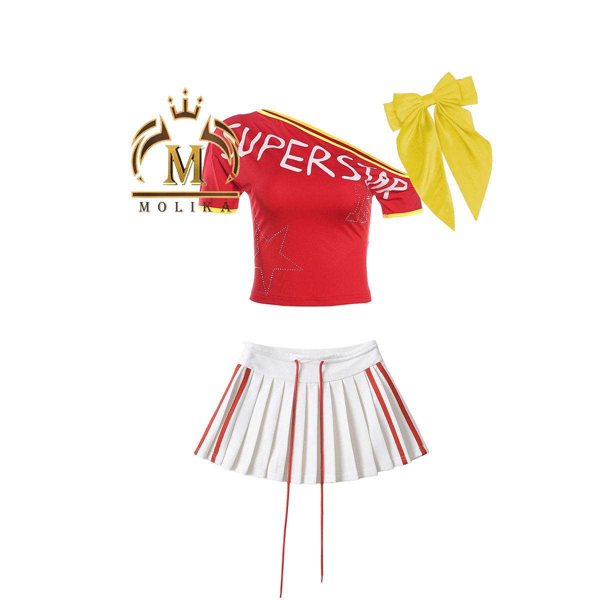 New Trendy Women Cute Sets Letter Print Shirts Crop Top+Shorts Skirt+Bow 2 Piece Sets Girls Y2K 3 Piece Sets Women Outfits