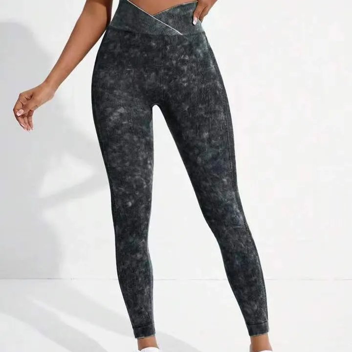Women Seamless Washed Yoga Pants High Waist Push up Leggings Gym Fitness Scrunch Butt V Cut Waist Yoga Leggings Hot Selling New