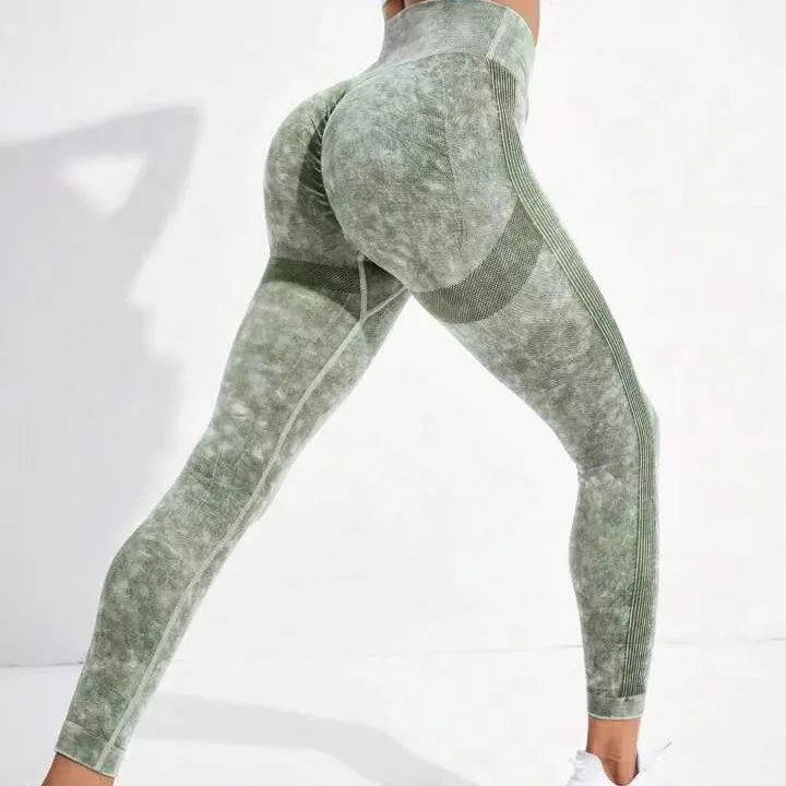 Women Seamless Washed Yoga Pants High Waist Push up Leggings Gym Fitness Scrunch Butt V Cut Waist Yoga Leggings Hot Selling New