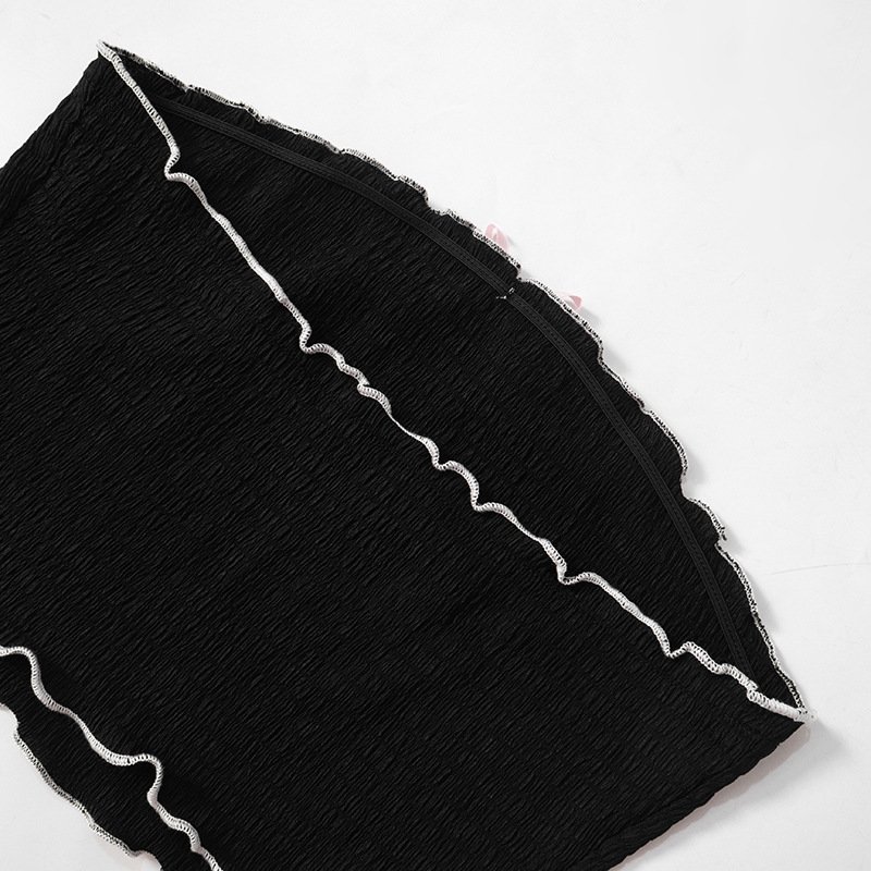 Sexy Women's Cute Skirt Set Bow Strapless Crop Top Mini Skirt 2 Piece Sets Girls Two Piece Mesh Mini Skirt Sets Women Clothing
