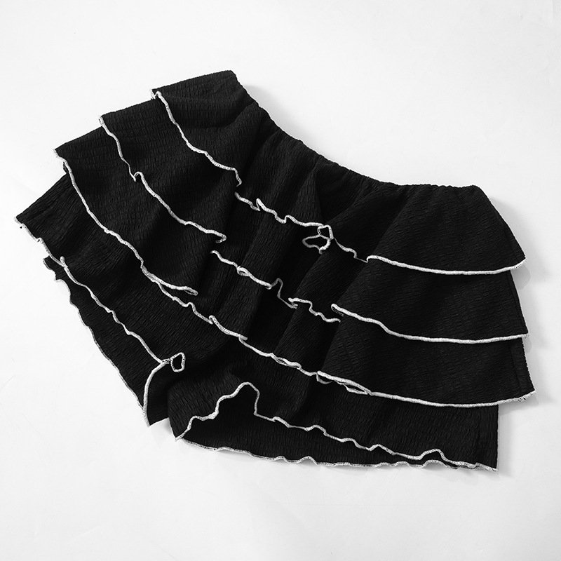 Sexy Women's Cute Skirt Set Bow Strapless Crop Top Mini Skirt 2 Piece Sets Girls Two Piece Mesh Mini Skirt Sets Women Clothing