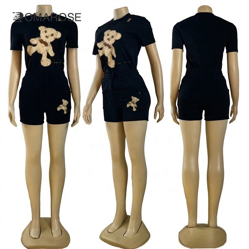 J2962 Designer Tops T Shirt And Short Set Fashion Trendy Apparel Women's Sets Africa Print Coat Other Girls' Clothing