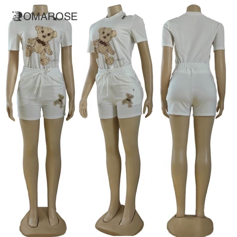 J2962 Designer Tops T Shirt And Short Set Fashion Trendy Apparel Women's Sets Africa Print Coat Other Girls' Clothing