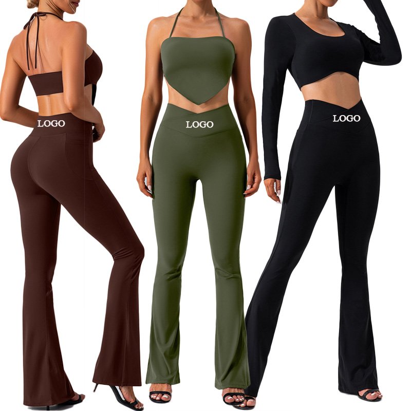 RUIQUWIN Custom Activewear Manufacturers Wholesale New Bra 2 Piece Gym Fitness Running Athletic Wear Long Sleeve Yoga Set