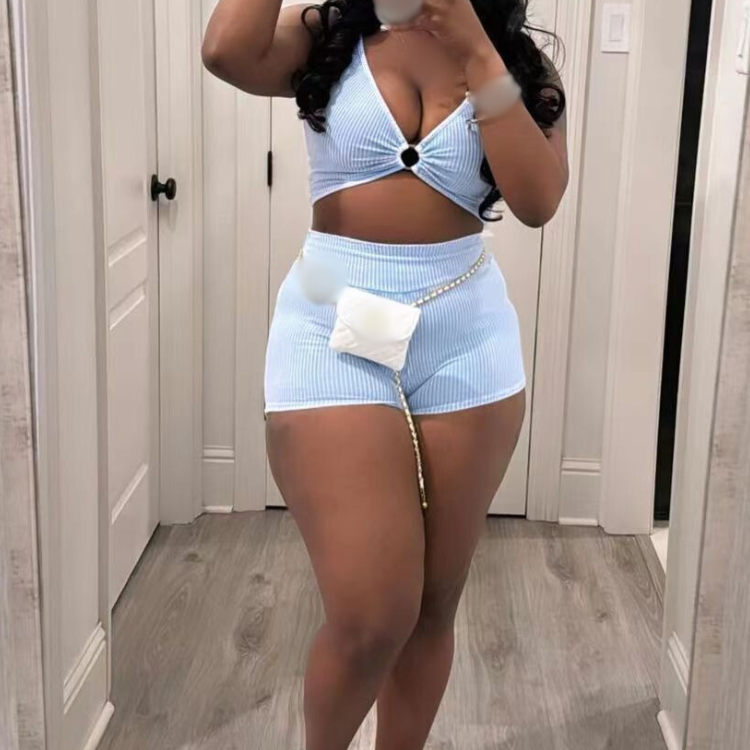 Summer Fitness Washed Ribbed Tank Top With Shorts Two Piece Set Women Sets Women Casual Tweed Set
