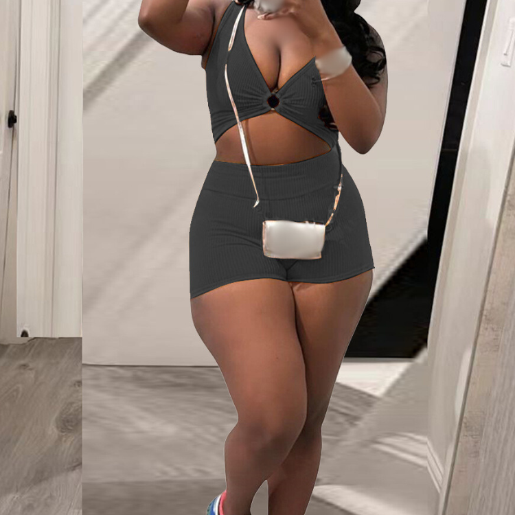 Summer Fitness Washed Ribbed Tank Top With Shorts Two Piece Set Women Sets Women Casual Tweed Set