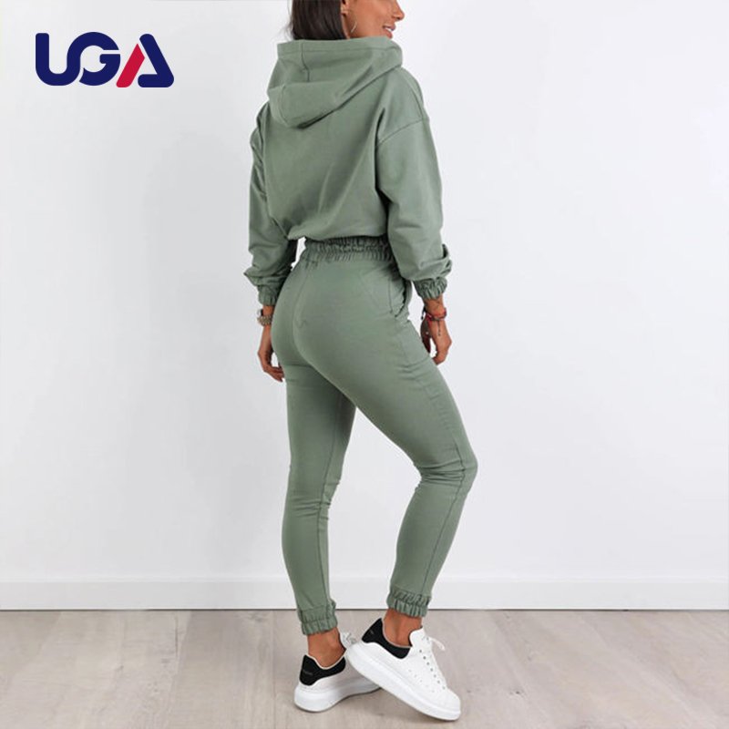 Private Label Women 2 Piece Gym Sweatsuits Sweatpants Ladies Tracksuit Full Zipper Hoodie Set For Women