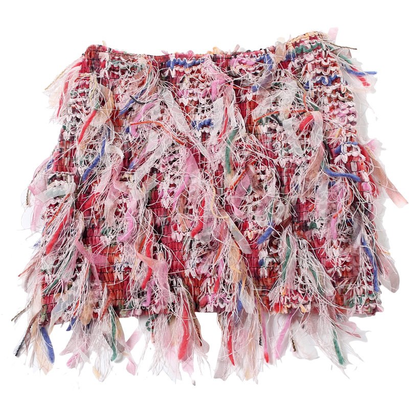 New Trendy Women's Fashion Clothing Denim Crop Top And Feather Skirt Matching Sets Girls Sexy Y2K Two Piece Skirt Sets For Women