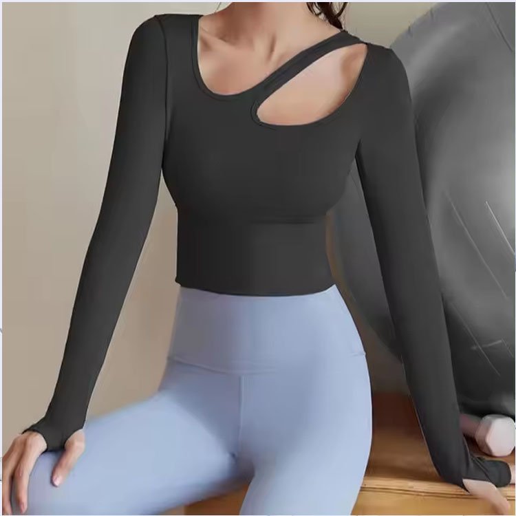 2024 Female 2 Pcs Fitness Sports Outfit Gym Fitness Set Hollow out Long Sleeve Custom top And Legging Sets High Elastic Yoga Set
