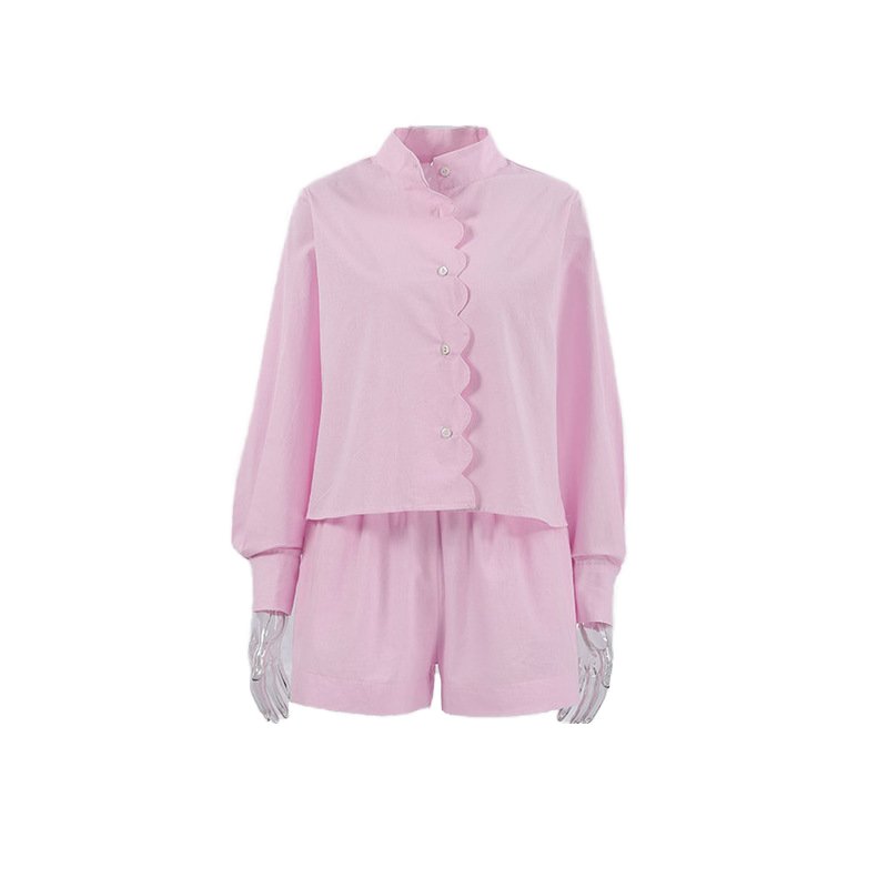 OEM&ODM Design Factory Custom 2 Piece Set Women Long Sleeve Shorts Set Outfit Simple Women's Clothing Cotton Women's Sets