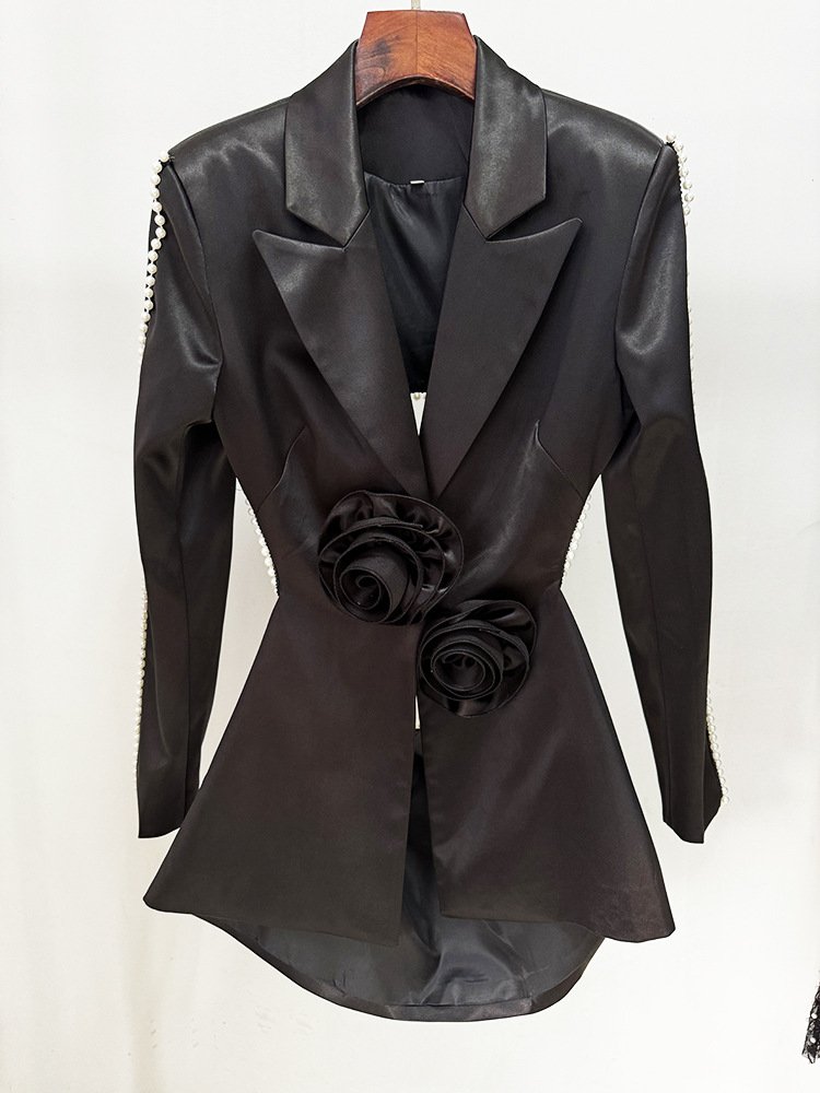 Fall Winter Elegant 2 Piece Set Backless Blazer Sequin Beading Mesh Pants Set Matching Two Piece Women Blazer Set Suit