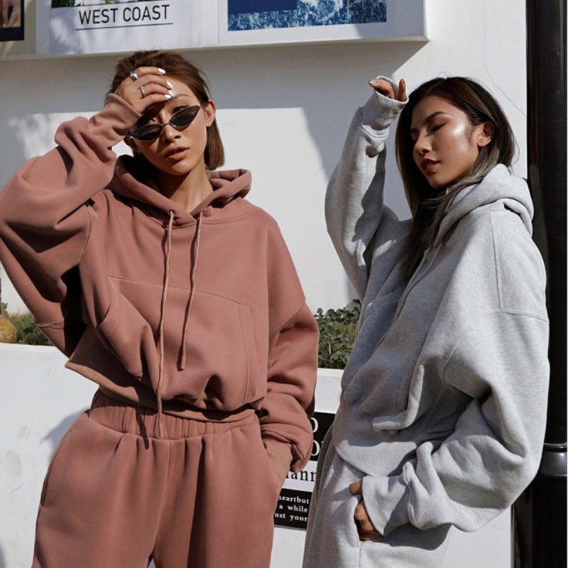 Solid Color Casual Sweatpants And Hoodie Lounge Set Wholesale fashion Hoodie Women's Autumn And Winter