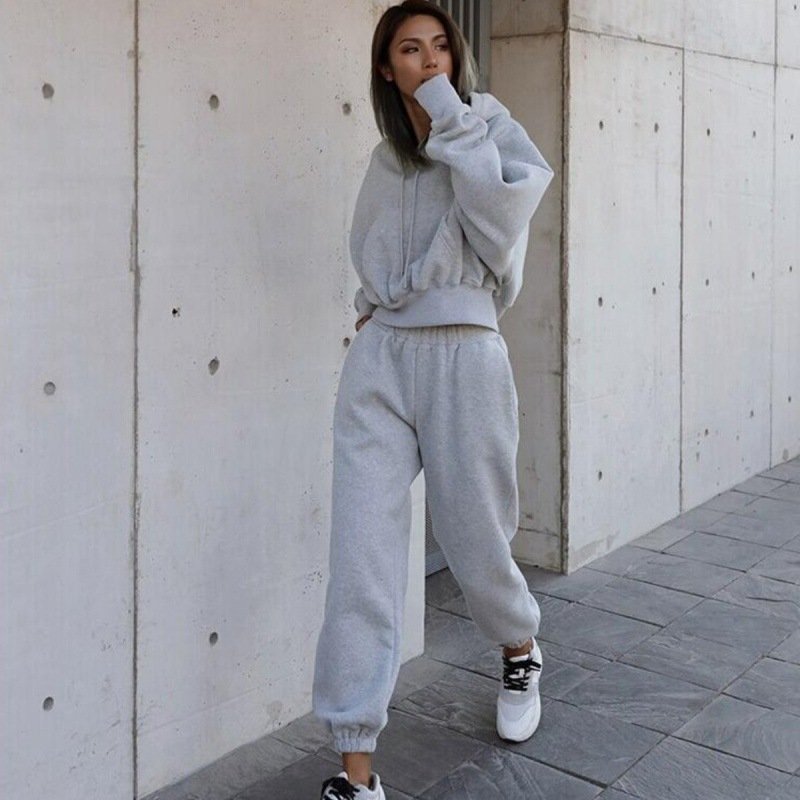 Solid Color Casual Sweatpants And Hoodie Lounge Set Wholesale fashion Hoodie Women's Autumn And Winter
