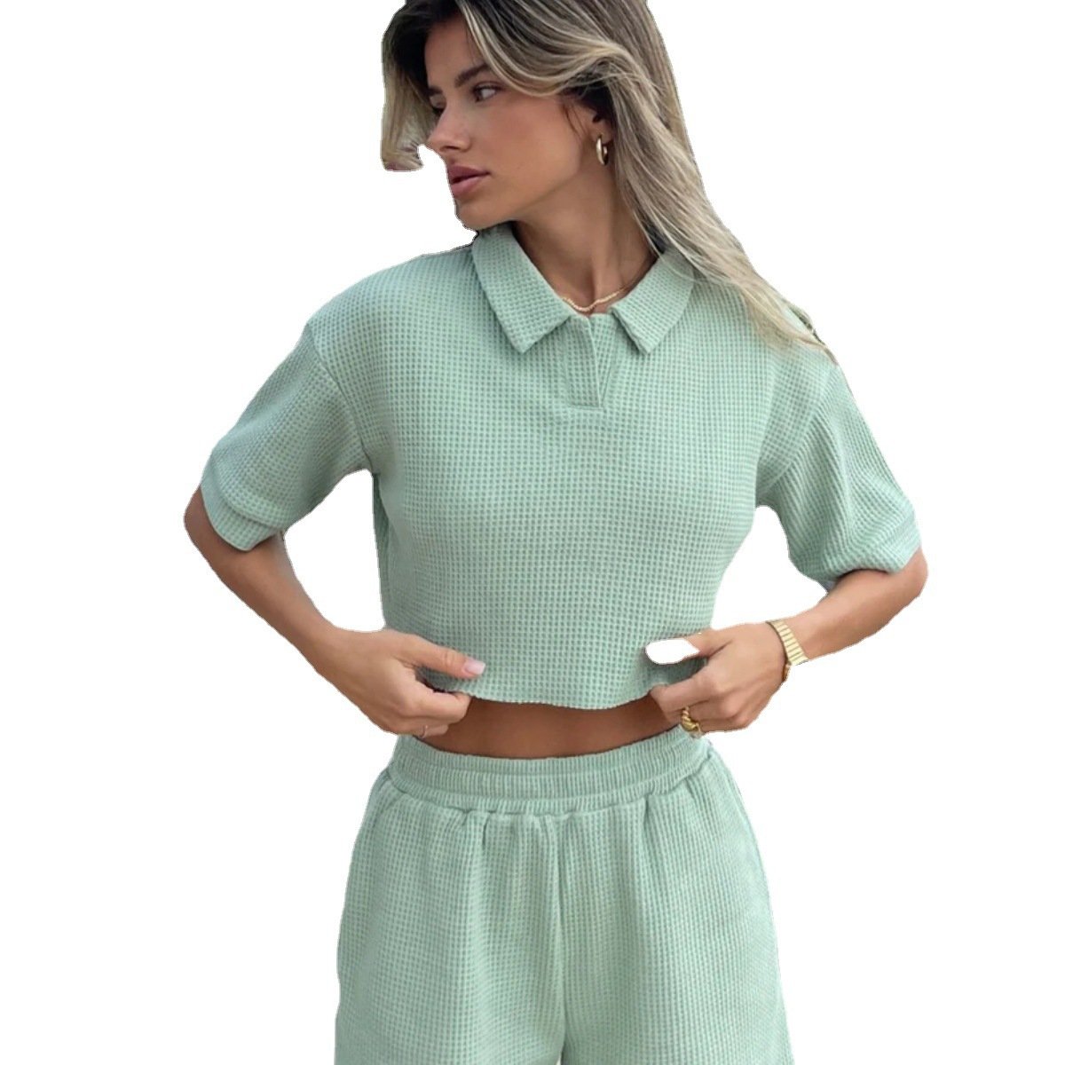 YIYI Polo Neck Leisure Comfortable Outdoor Suits Girls Quick Dry Fashion Gym Sets Sportswear Suit Set Women Outdoor Gym Fitness