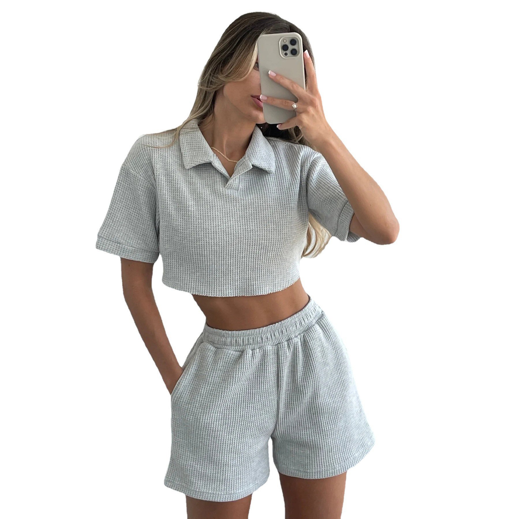 YIYI Polo Neck Leisure Comfortable Outdoor Suits Girls Quick Dry Fashion Gym Sets Sportswear Suit Set Women Outdoor Gym Fitness