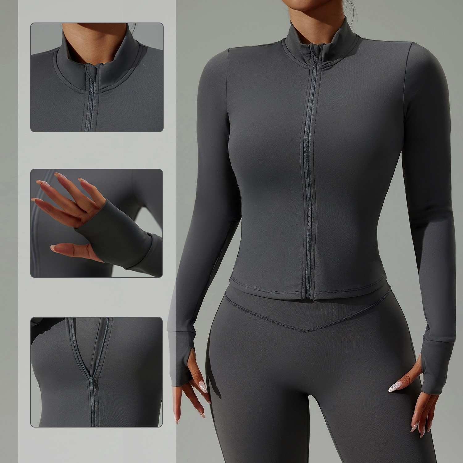 Wholesale Hot Sales Fit Zipper Women's Jackets 3 Pcs Active Wear Fitness Yoga Set Sports Jacket Leggings Workout Sets For Women