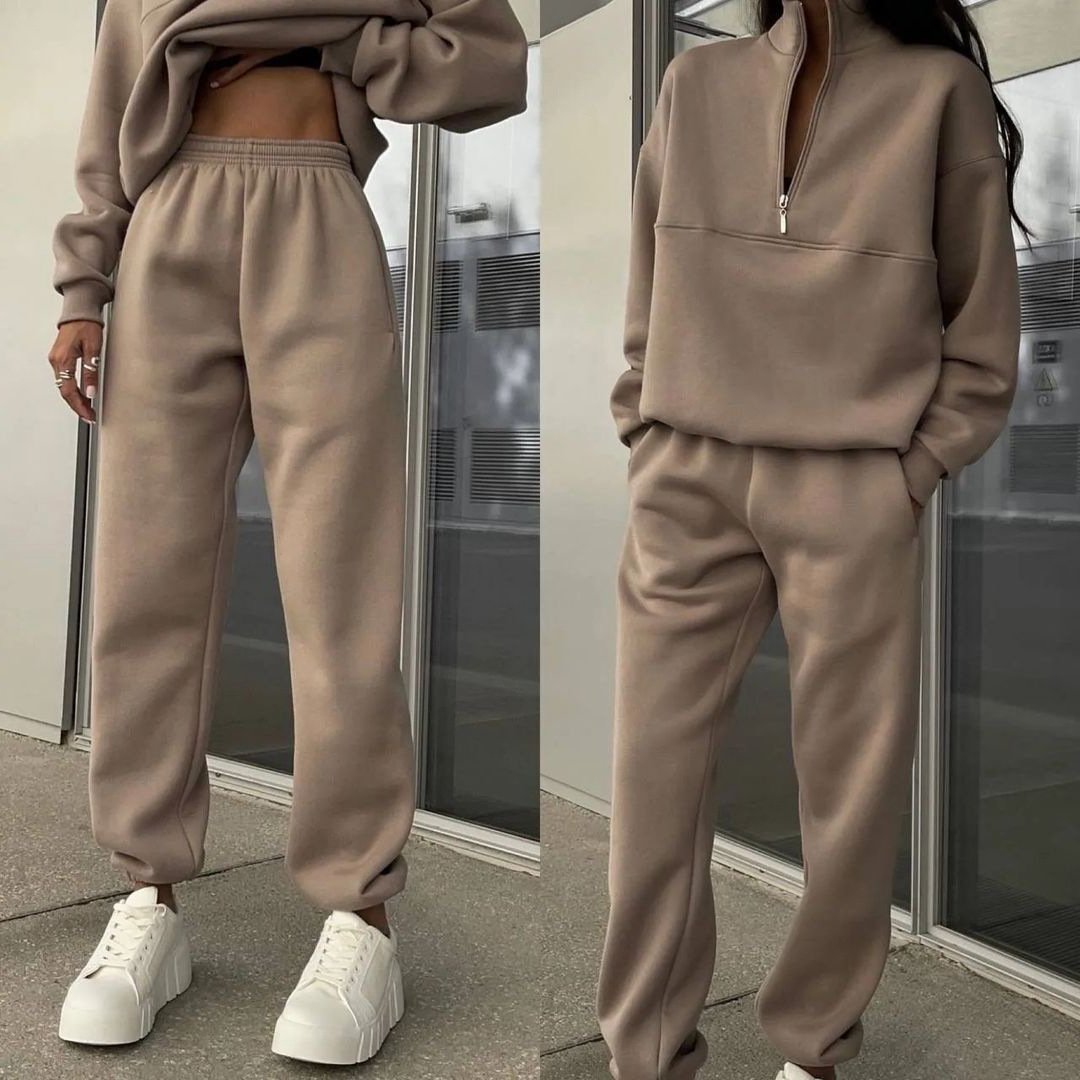 wholesale custom high quality 100 percent cotton blank grey tracksuits long sleeve hoodie jogger set for women unisex