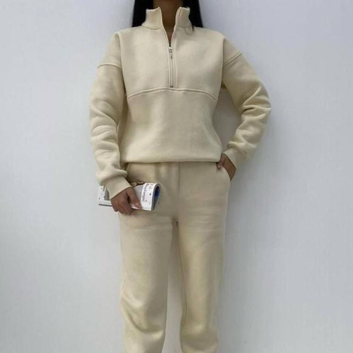 wholesale custom high quality 100 percent cotton blank grey tracksuits long sleeve hoodie jogger set for women unisex