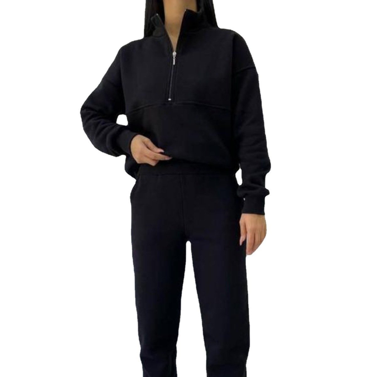 wholesale custom high quality 100 percent cotton blank grey tracksuits long sleeve hoodie jogger set for women unisex