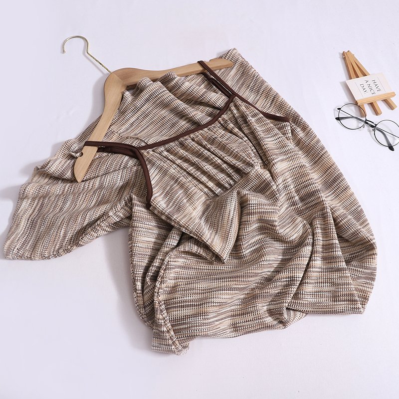 Wholesale 2024 Summer New Fashionable and Sexy Age Reducing Dress Temperament Simple Long Sleeved Cardigan Women's Set