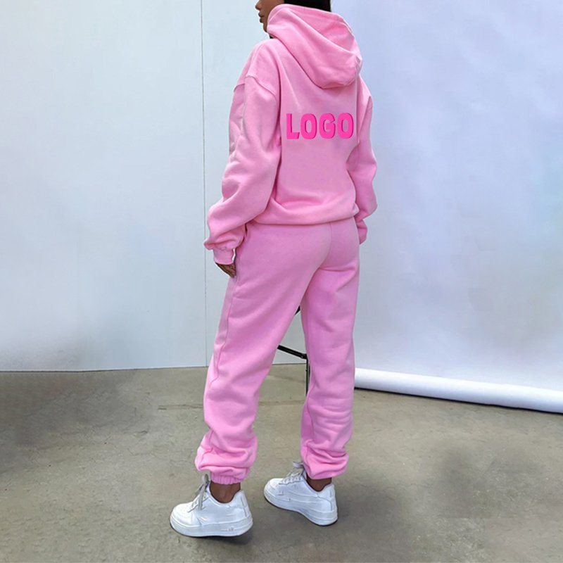Women's clothing fall 2024 Custom Sweatsuit Tracksuit Set Ladies Fleece Jogger Sets High Quality Pink Tracksuits For Women
