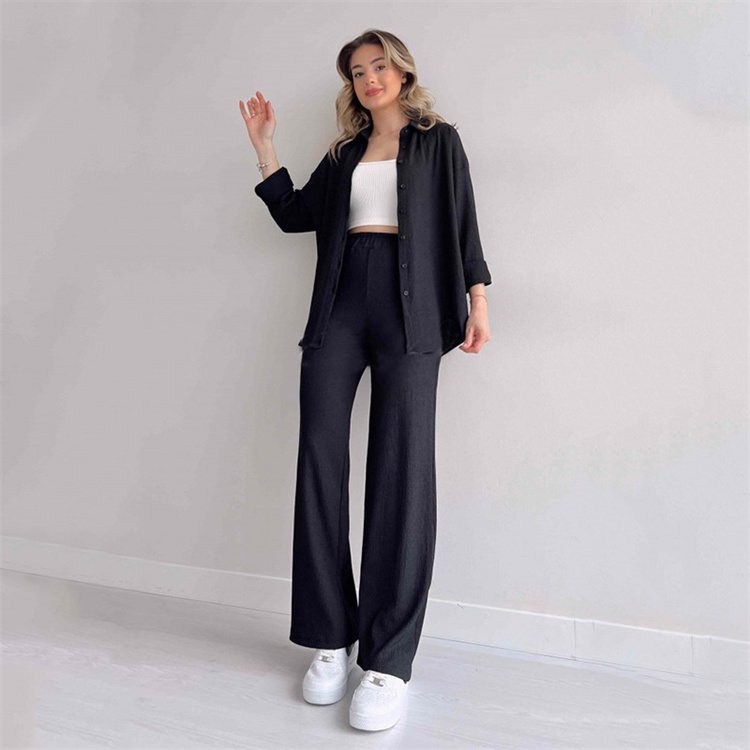 LH 2023 New Arrivals Spring Two Piece Set Fashion Women's Loose Sets Women Shirt and Pants Sets